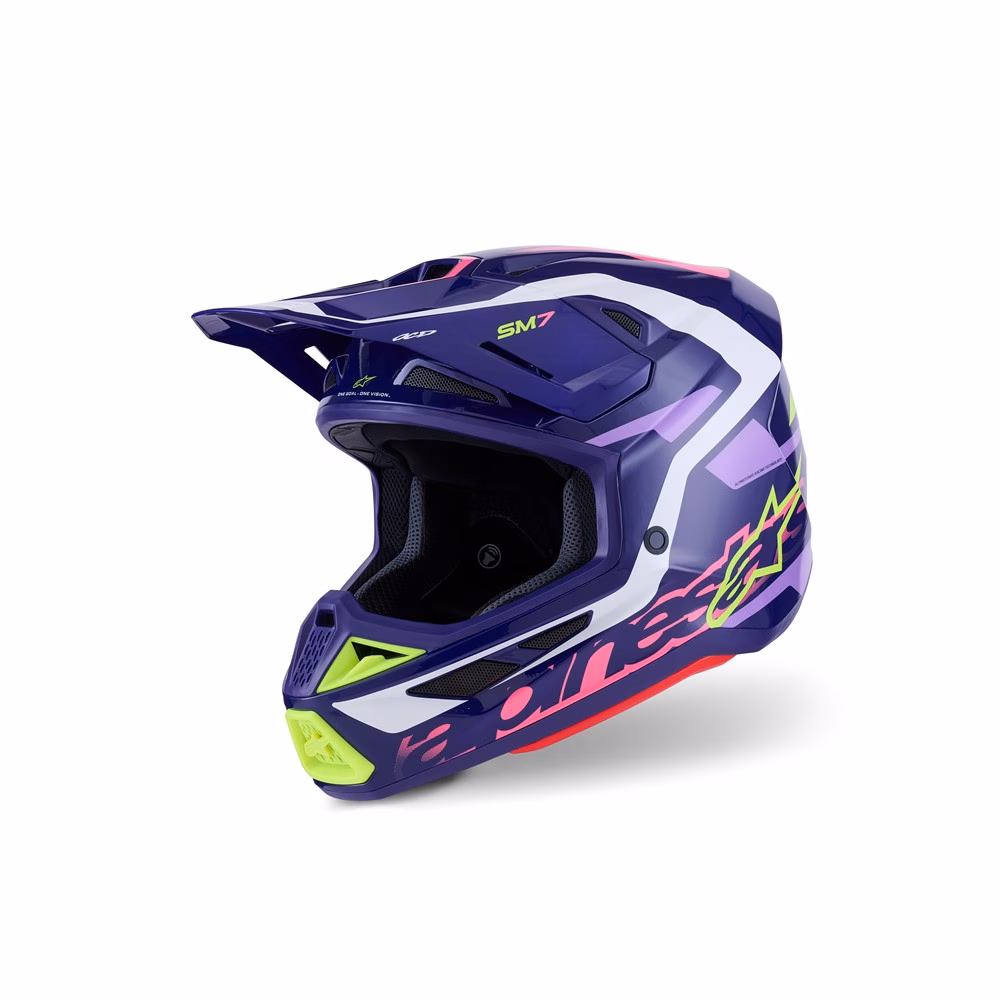 Alpinestars S-M7 Deed Motocross Helmet Purple/Pink Gloss