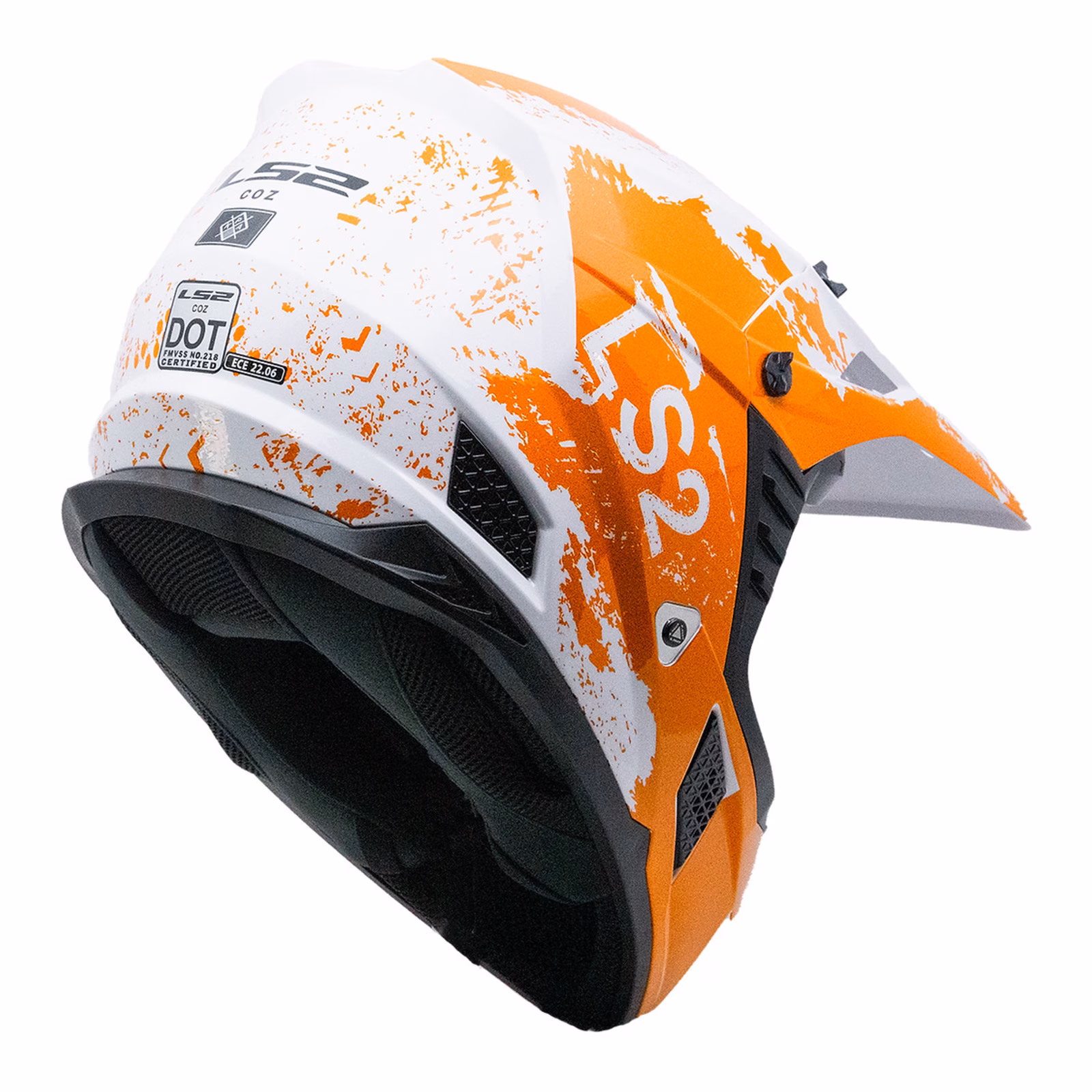 LS2 MX706J Coz Hyde Motocross Helmet Youth Orange / White - Image 3