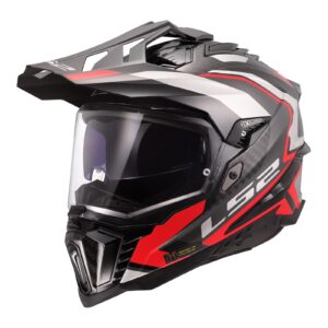 LS2 MX701 Explorer Carbon Frontier Adventure Helmet Titanium / Red - Image 1