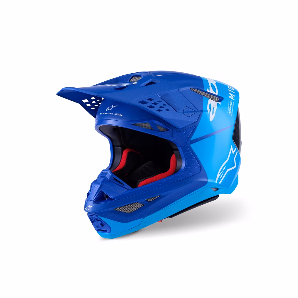 Alpinestars Supertech S-M10 Motocross Helmet Metallic Blue/Medium Blue/Black Carbon Matte/Gloss