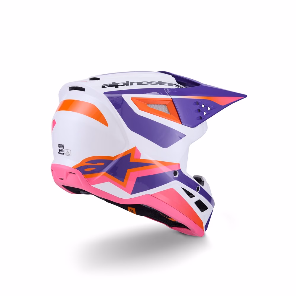 Alpinestars S-M3 Heat Motocross Helmet White/Purple/Pink Gloss