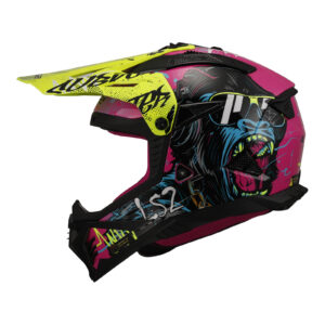 LS2 MX708 Fast II Gorilla Motocross Helmet Purple / Hi-Vis Yellow - Image 2