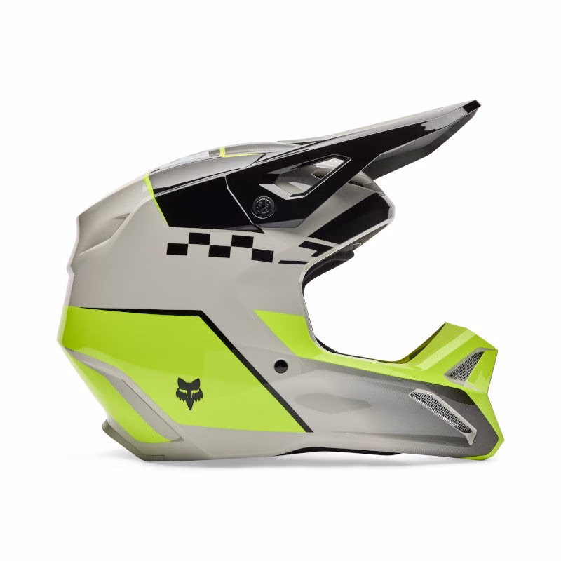 Fox V1 Collect Motocross Helmet Youth Grey/Yellow