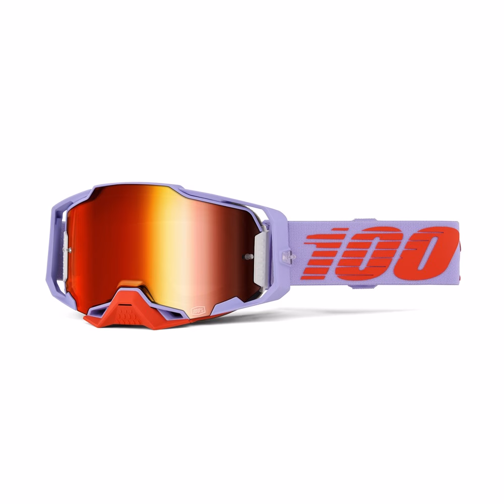 100% Armega Motocross Goggles Fausto Red Mirror Lens