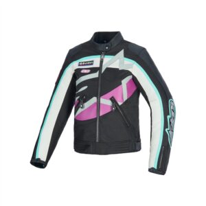 Alpinestars Idles Leather/Textile Road Jacket Black/Off White/Purple - Image 1