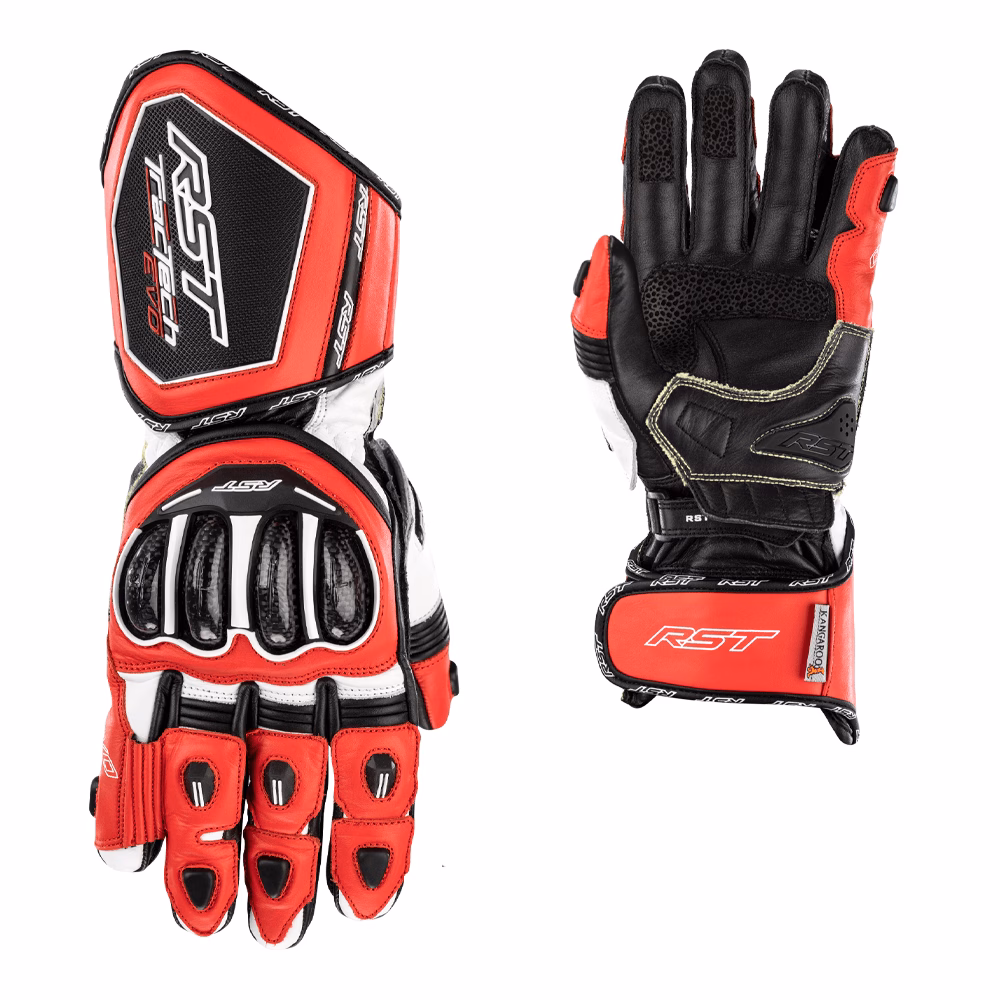RST Tractech Evo 4 Leather Road Gloves Red