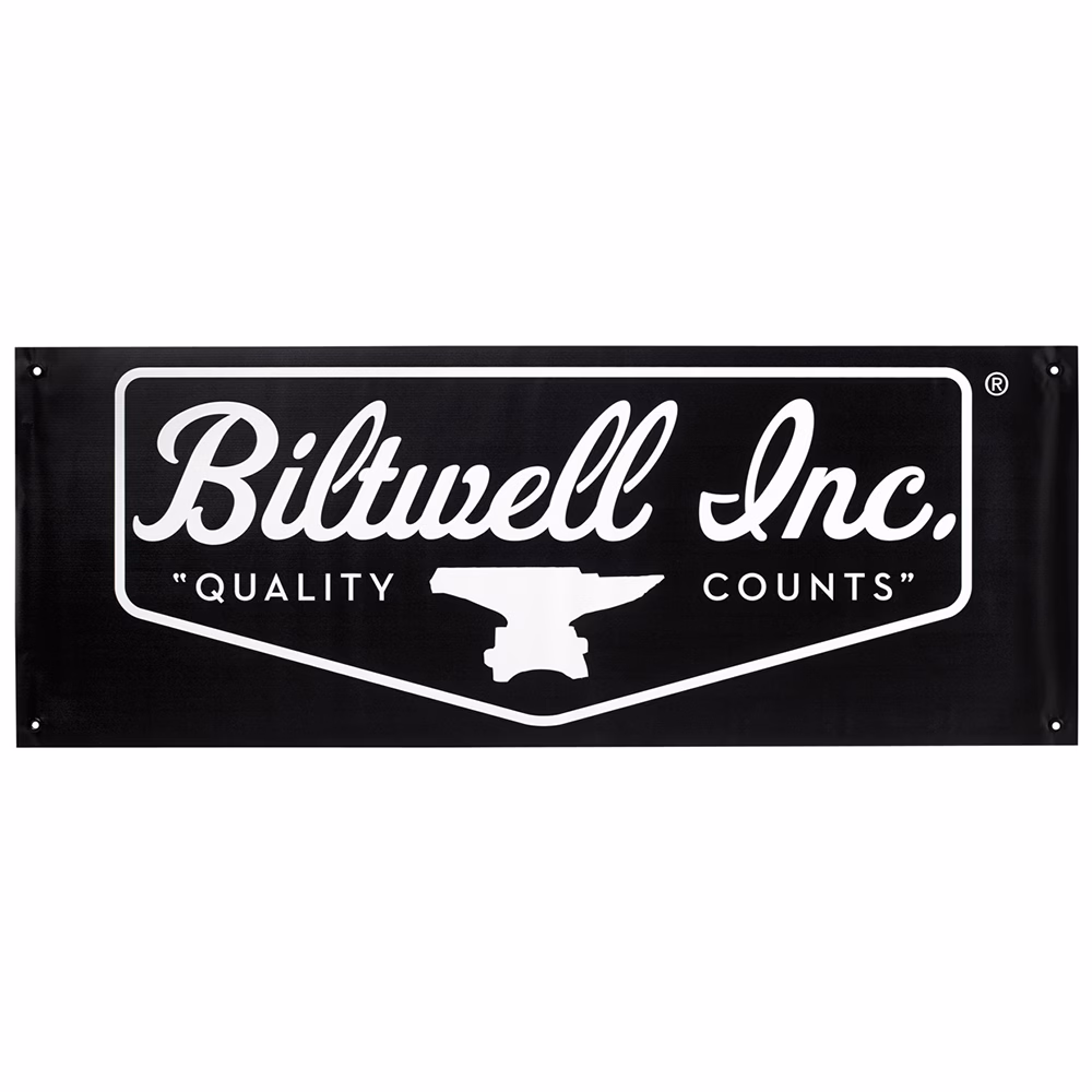 Biltwell Shop Banner 123x45cm Shield Logo Black/White