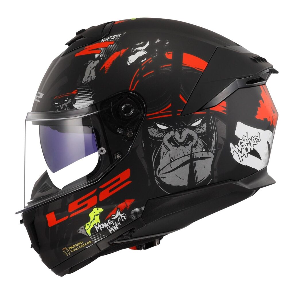LS2 FF808 Stream II Angry Monkey Road Helmet Matte Black / Red
