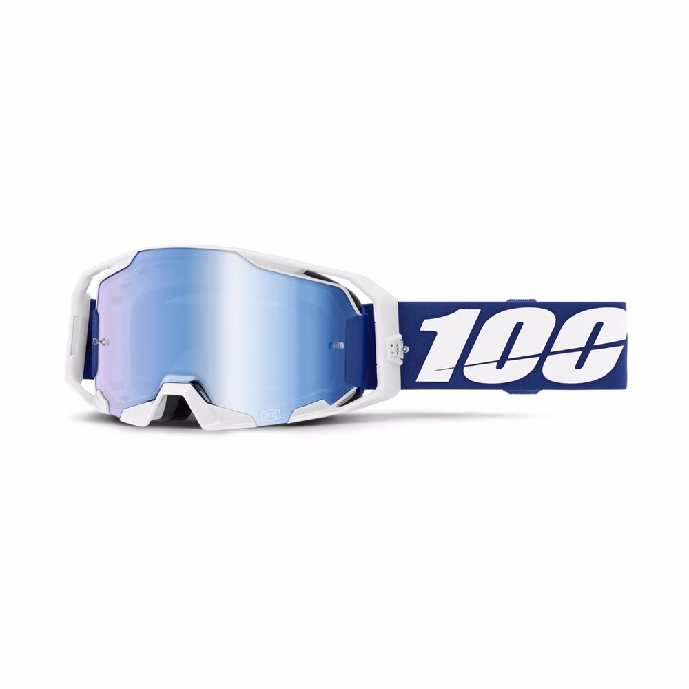 100% ARmatic Motocross Goggles Blue - Mirror Blue Lens