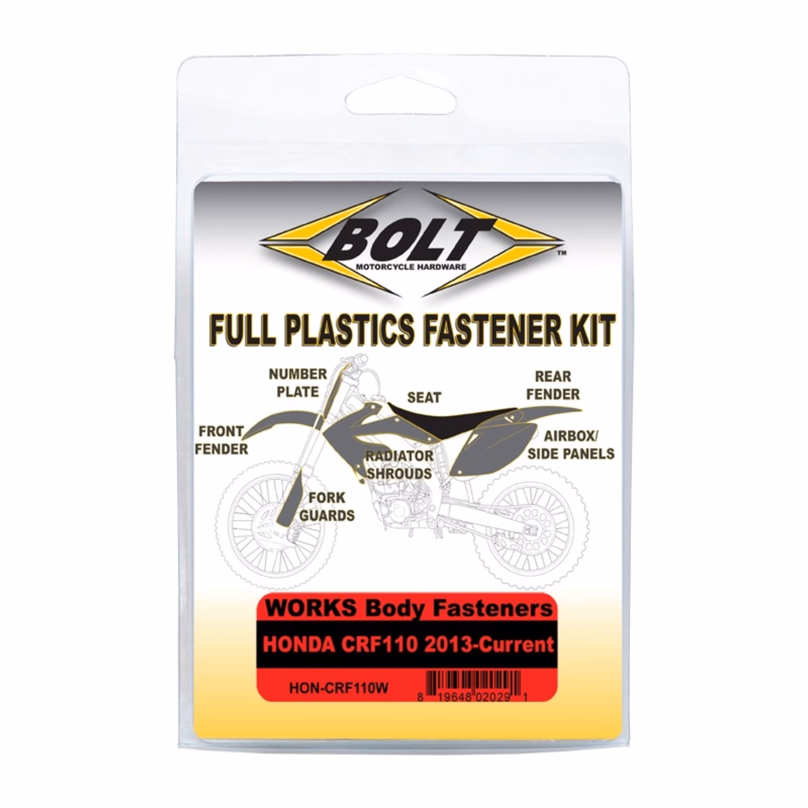 Bolt Body Work Fastener Kit Honda ’13–Current CRF110 Works Kit - Image 1