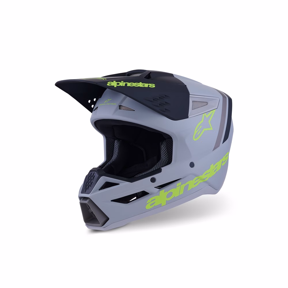 Alpinestars S-M3 Radium Motocross Helmet Gray/Black/Yellow Fluoro Matte