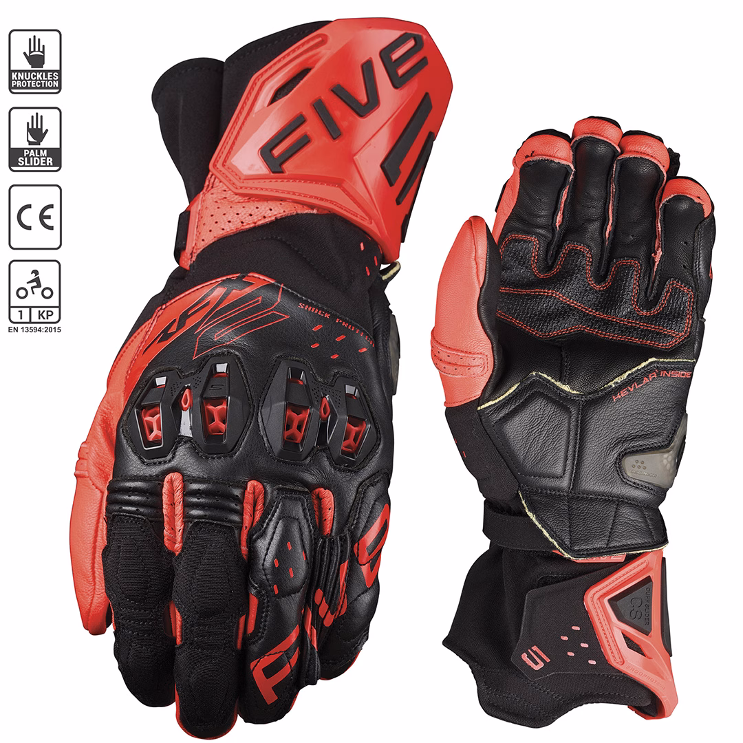 Five RFX2 EVO Road Gloves Black/Fluro Red - Image 1