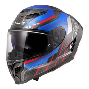 LS2 FF807 Dragon Road Helmet Trax Blue/Red/Carbon - Image 1