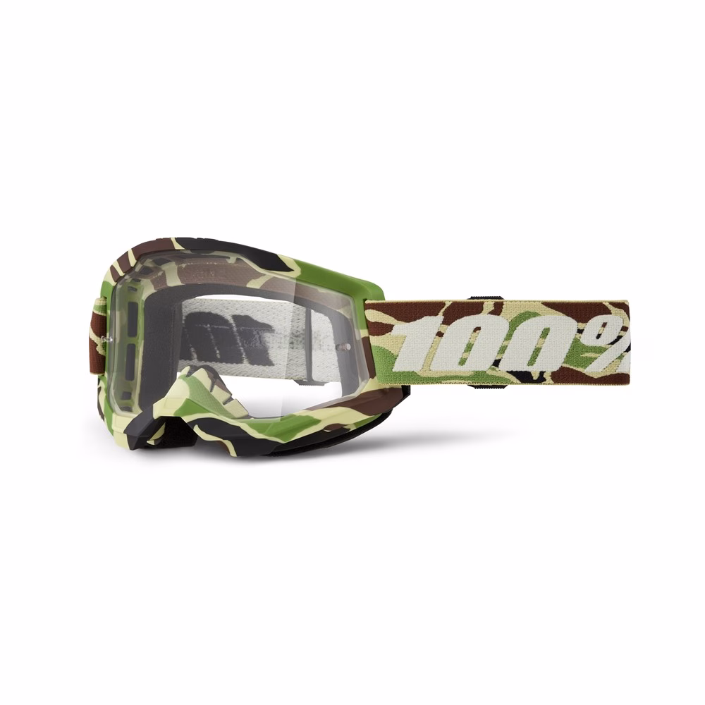 100% Strata 2 Motocross Goggles War Camo - Clear Lens