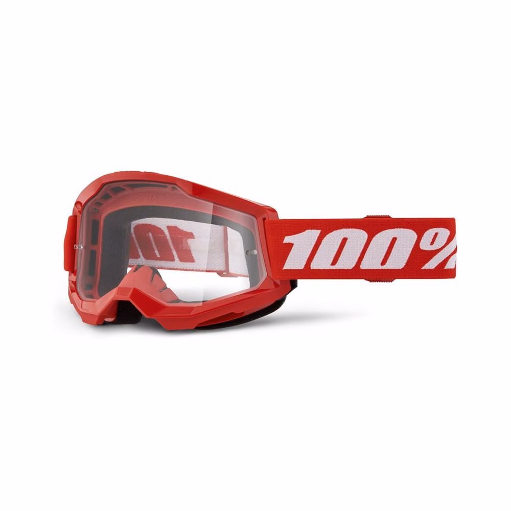 100% Strata 2 Youth Goggle Red - Clear Lens