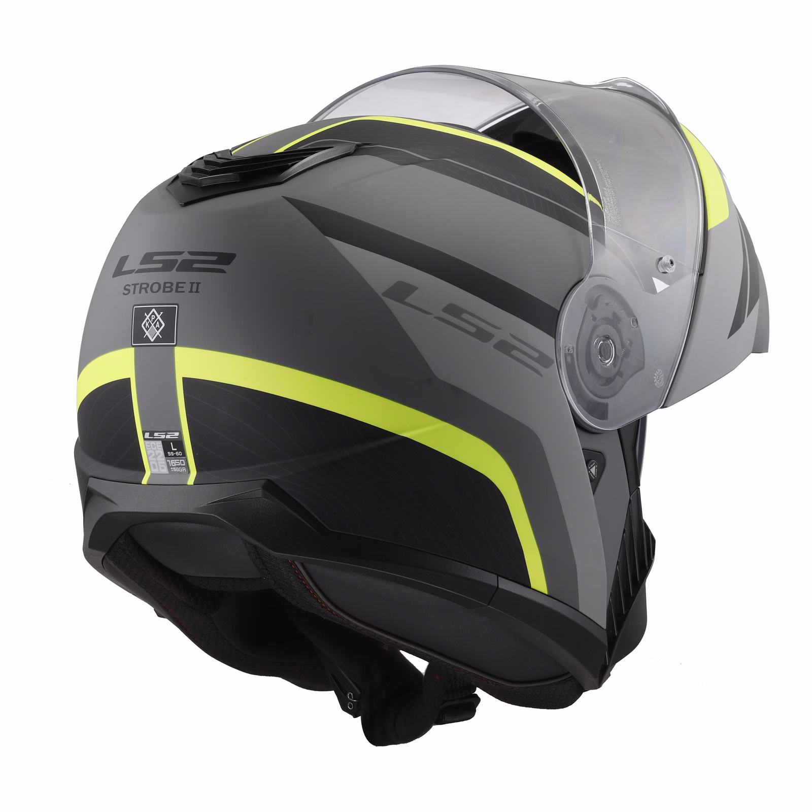 LS2 FF908 Strobe II Monza Flip Front Helmet Matte Black / Hi-Vis Yellow - Image 4