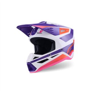 Alpinestars S-M3 Heat Motocross Helmet White/Purple/Pink Gloss - Image 1
