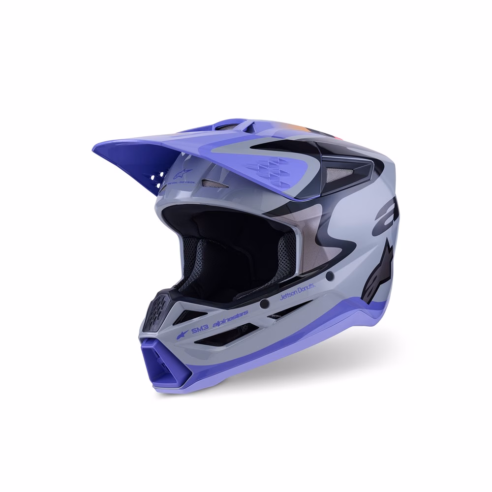 Alpinestars S-M3 Jettson Motocross Helmet Gray/Purple/Black Gloss