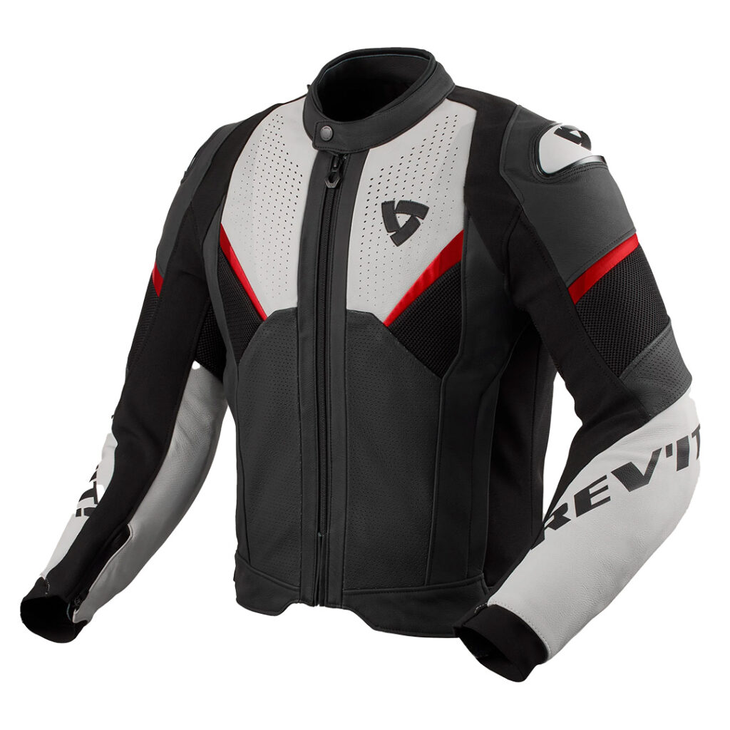REV'IT! Automate Leather Road Jacket Black-Light Grey