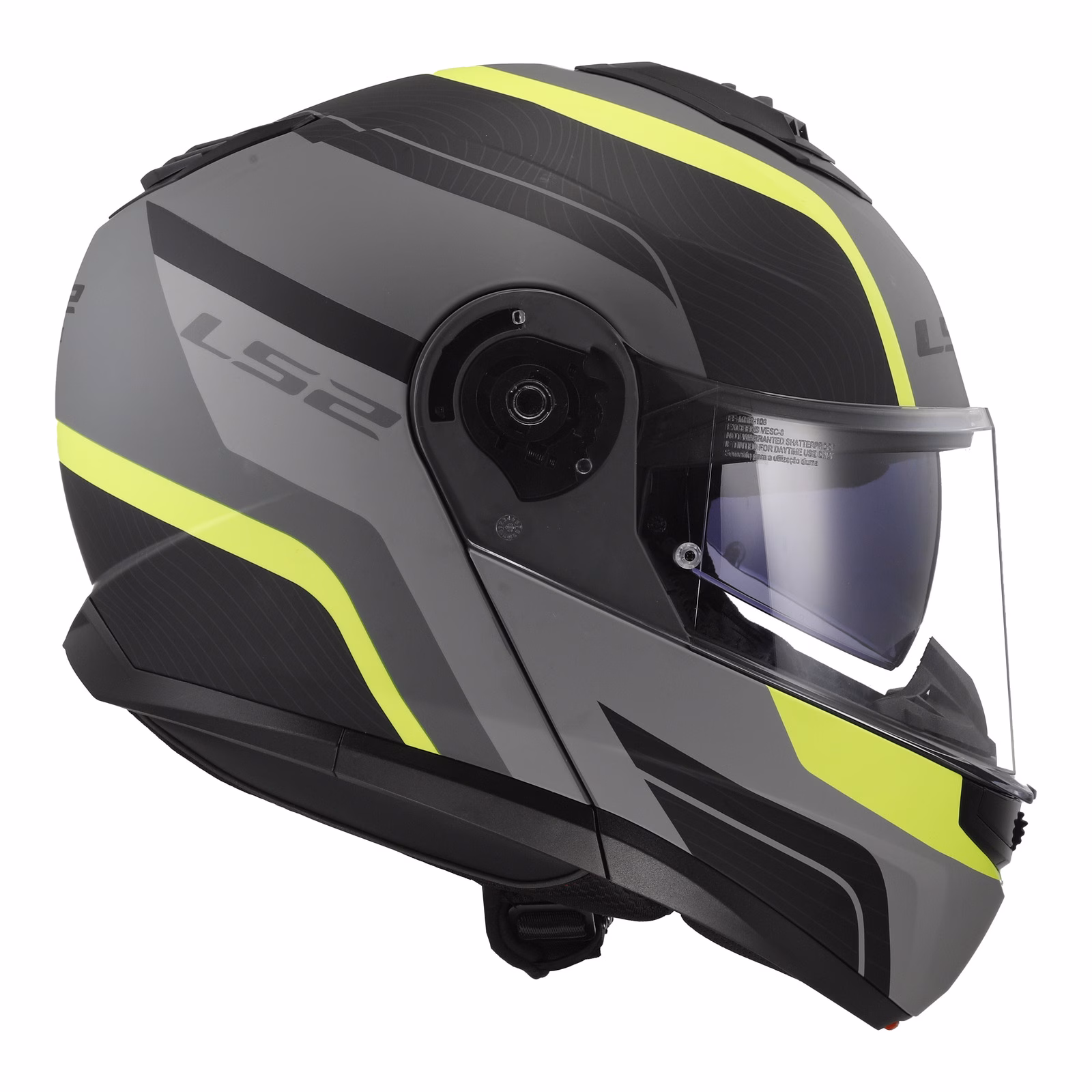 LS2 FF908 Strobe II Monza Flip Front Helmet Matte Black / Hi-Vis Yellow - Image 13
