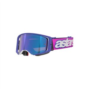 Alpinestars Supertech Vision Vista Motocross Goggle Purple/Fluoro Pink - Mirror Blue Lens - Image 1