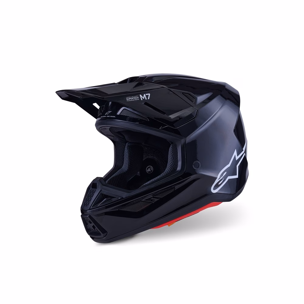 Alpinestars S-M7 Motocross Helmet Solid Gloss Black