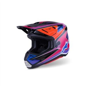 Alpinestars S-M7 Fuse Motocross Helmet Blue/Purple/Pink Gloss - Image 1
