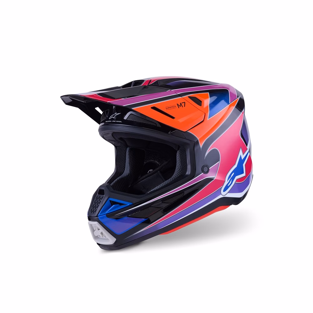 Alpinestars S-M7 Fuse Motocross Helmet Blue/Purple/Pink Gloss