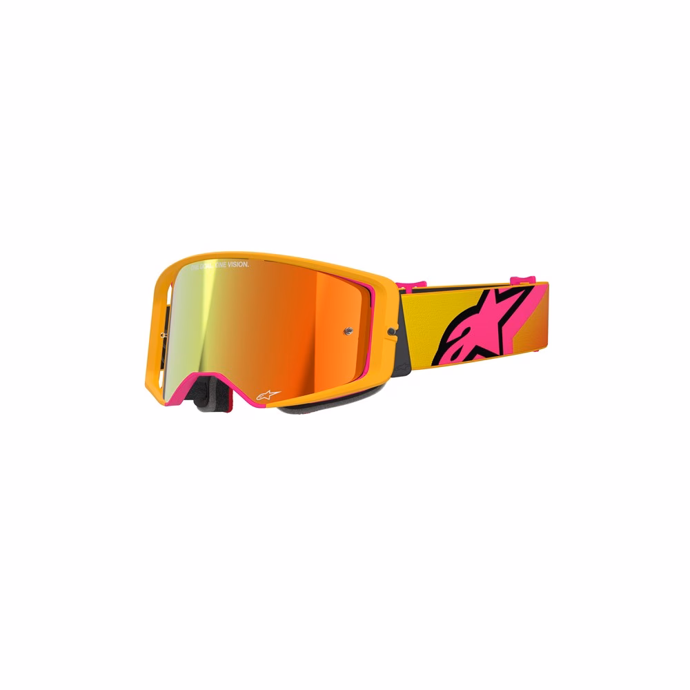 Alpinestars Supertech Corp Motocross Goggles Yellow/Pink - Mirror Red Lens