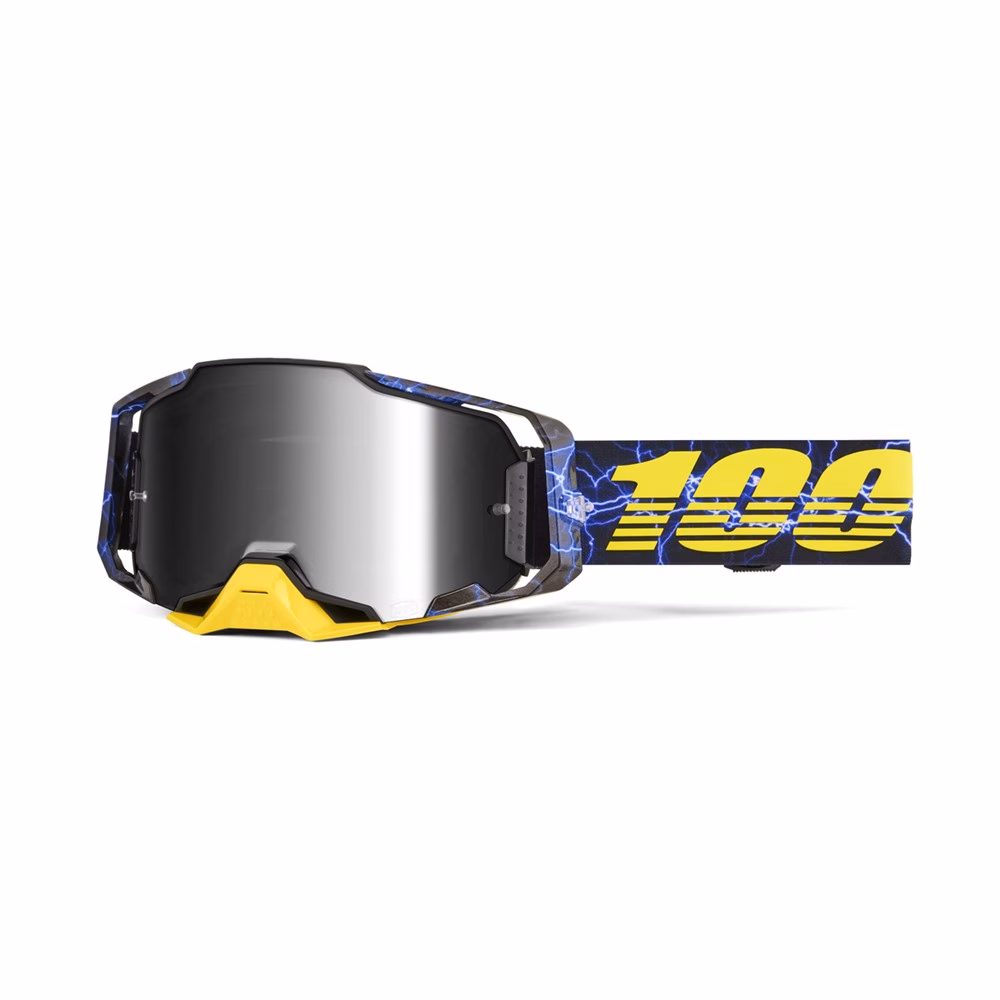 100% Armega Motocross Goggles Furious - Silver Mirror Lens