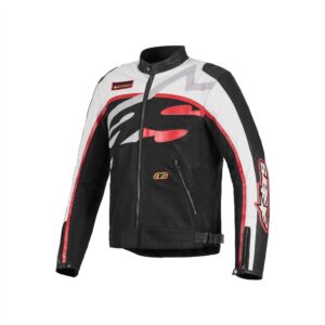 Alpinestars Axton Leather/Textile Road Jacket Black/Off White/Bright Red - Image 1
