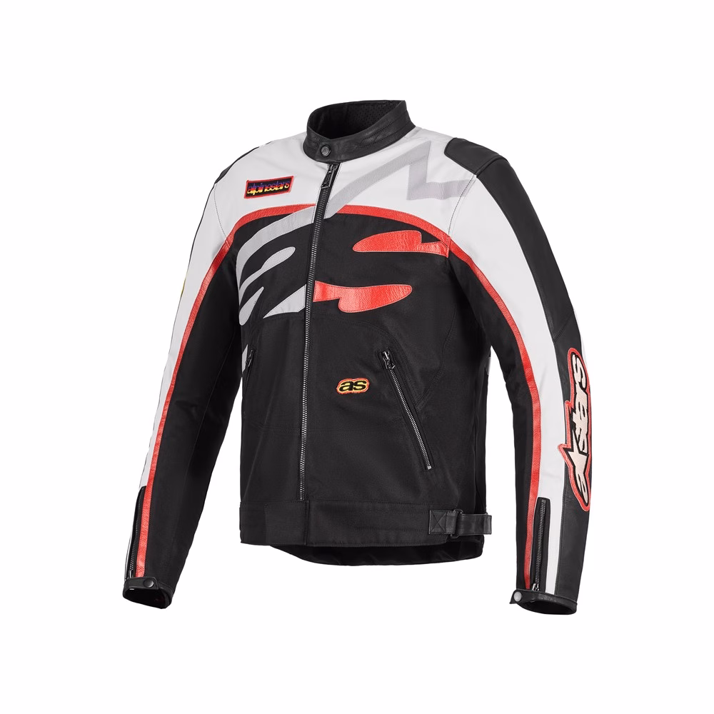Alpinestars Axton Leather/Textile Road Jacket Black/Off White/Bright Red