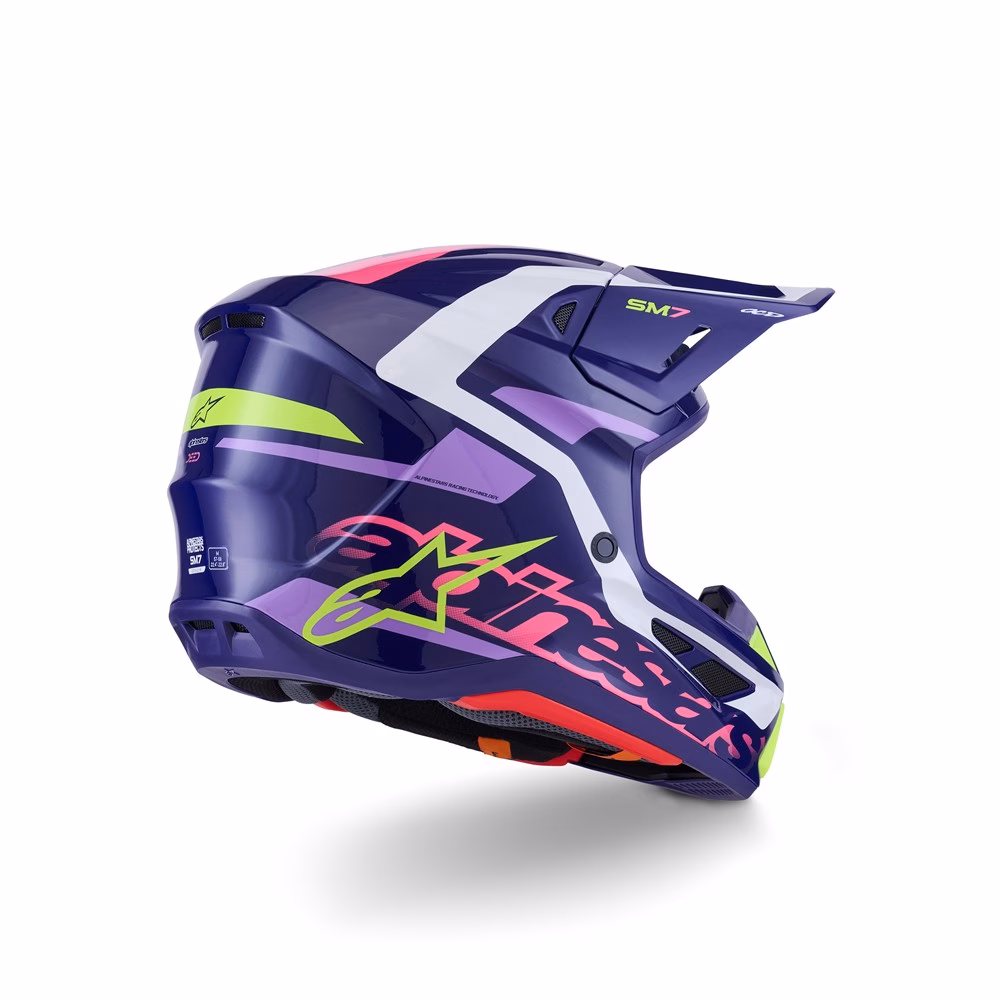 Alpinestars S-M7 Deed Motocross Helmet Purple/Pink Gloss