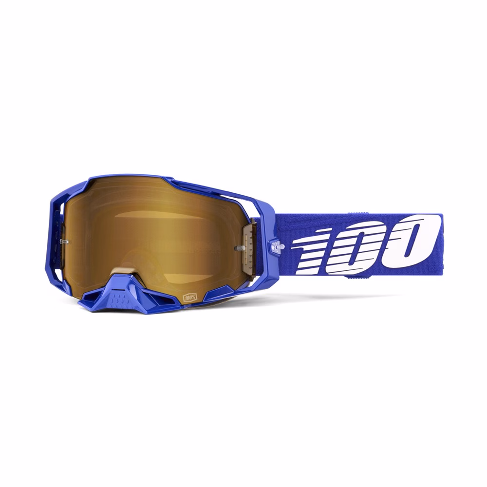 100% Armega Motocross Goggles Klein - True Gold Mirror Lens
