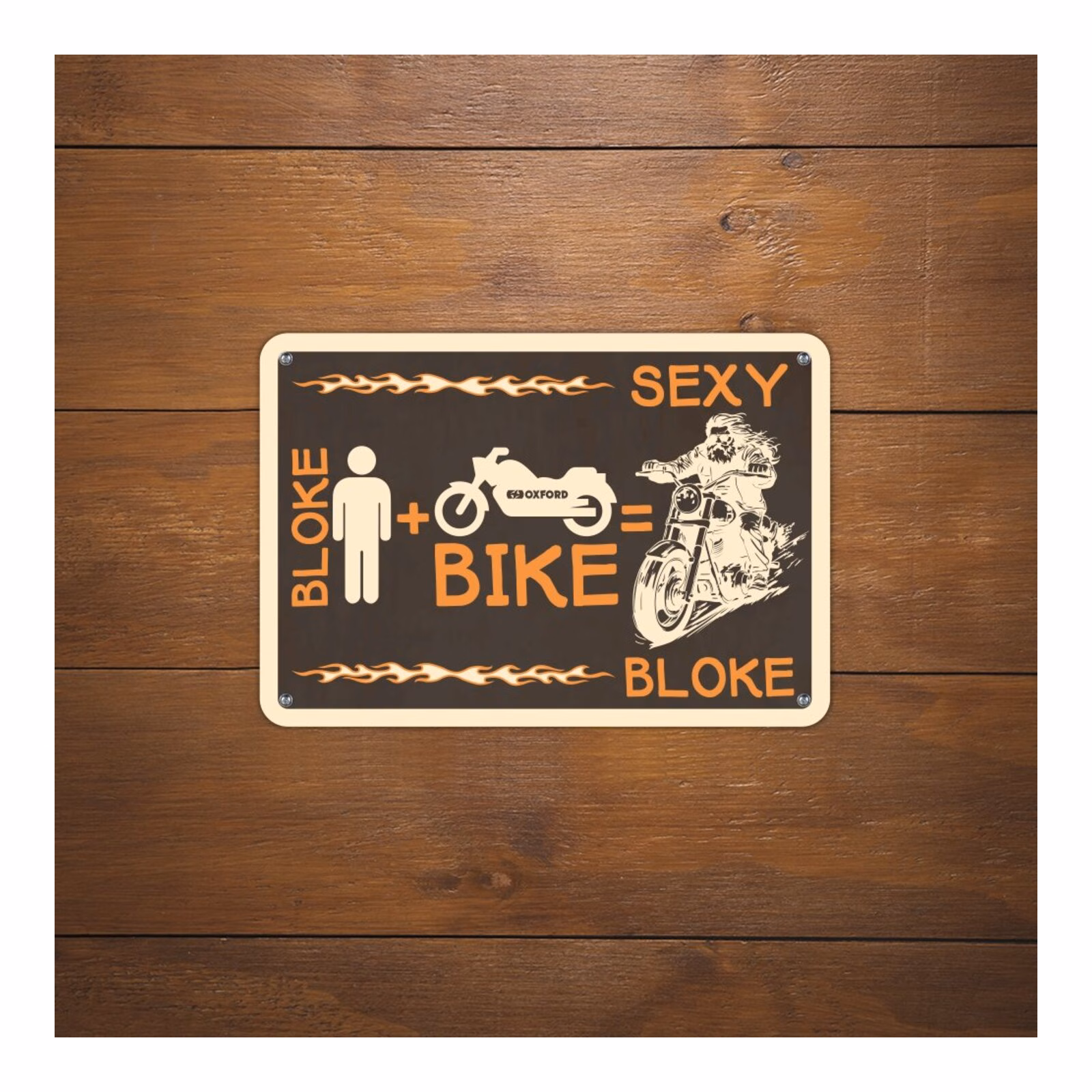 Oxford Garage Metal Sign: "Bloke Man + Bike = Sexy Bloke" - Image 2