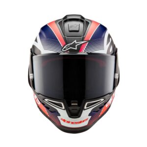 Alpinestars Supertech R10 Road Helmet Team Black Carbon/Red Fluoro/Dark Blue Matte - Image 3