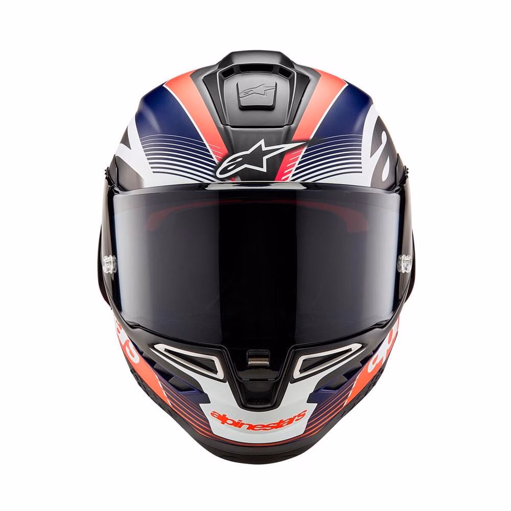Alpinestars Supertech R10 Road Helmet Team Black Carbon/Red Fluoro/Dark Blue Matte