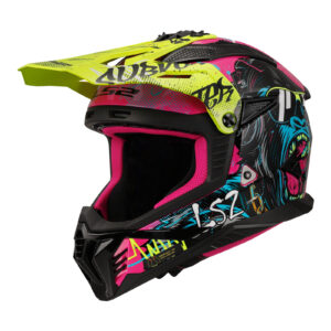 LS2 MX708 Fast II Gorilla Motocross Helmet Purple / Hi-Vis Yellow - Image 1