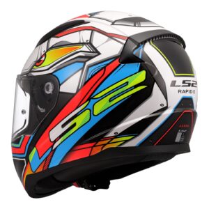 LS2 FF353 Rapid II XDron Road Helmet - White / Hi-Vis Orange / Blue - Image 3