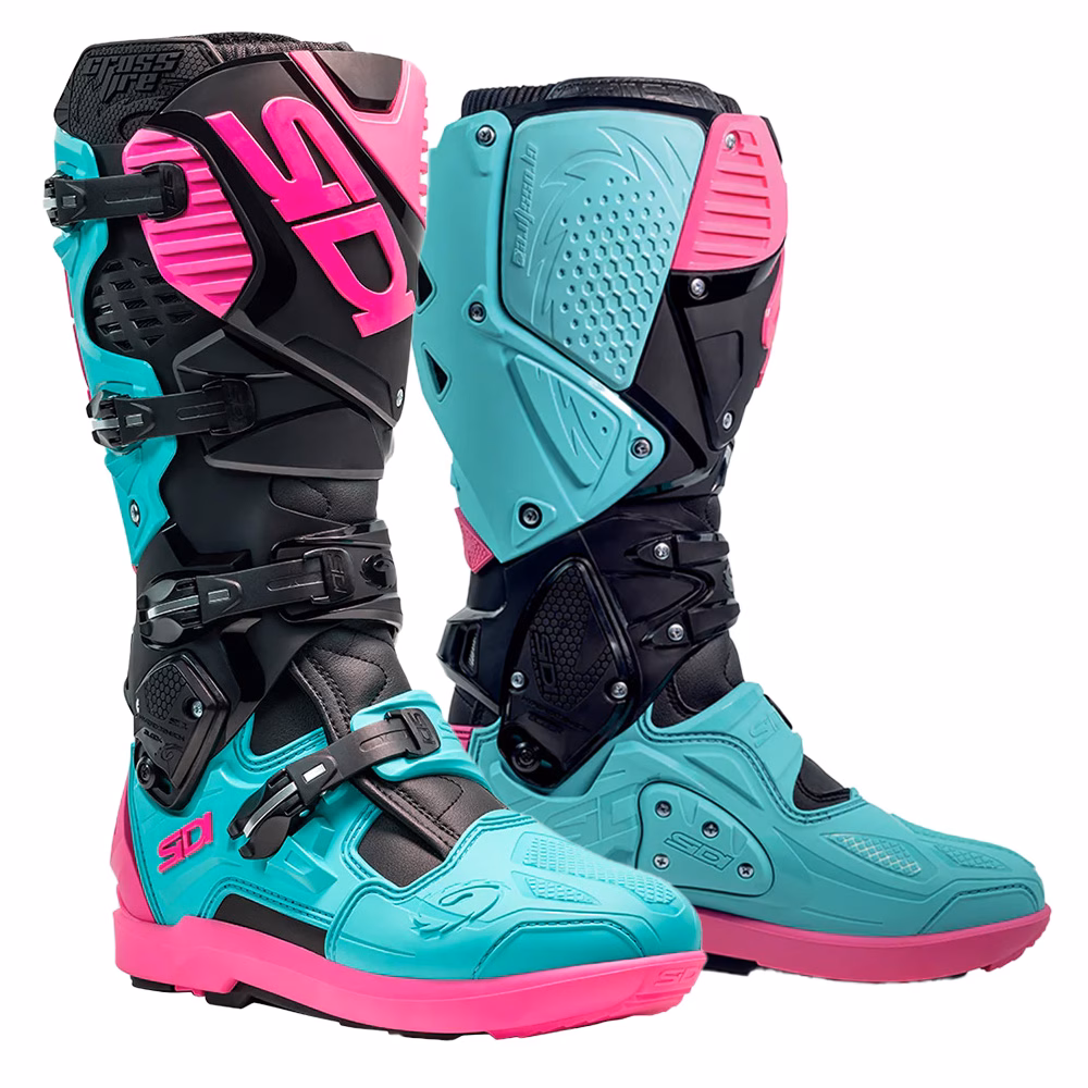 SIDI Crossfire3 SRS Motocross Boots Black/Mint/Pink