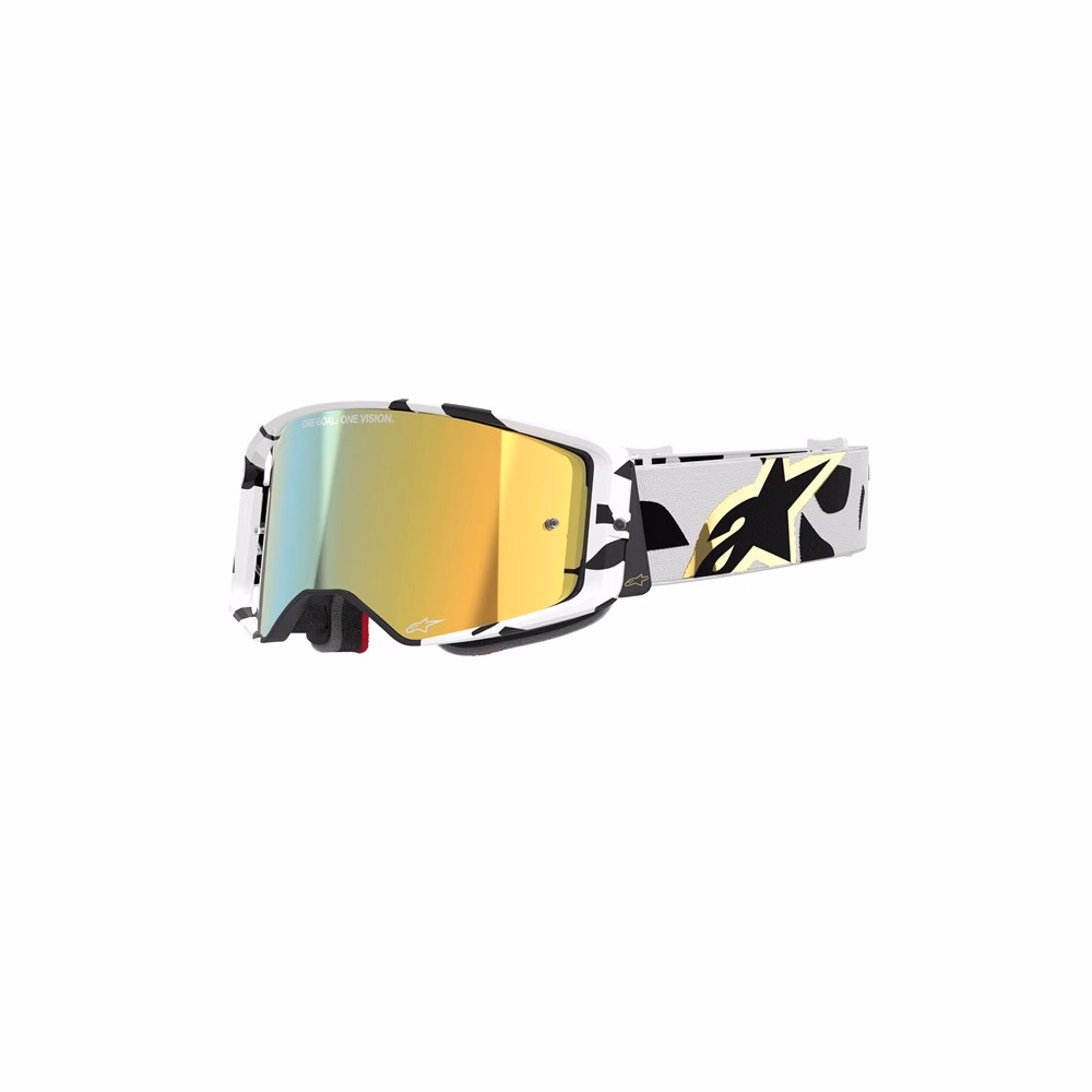 Alpinestars Supertech Corp Motocross Goggles White/Gold - Mirror Gold Lens