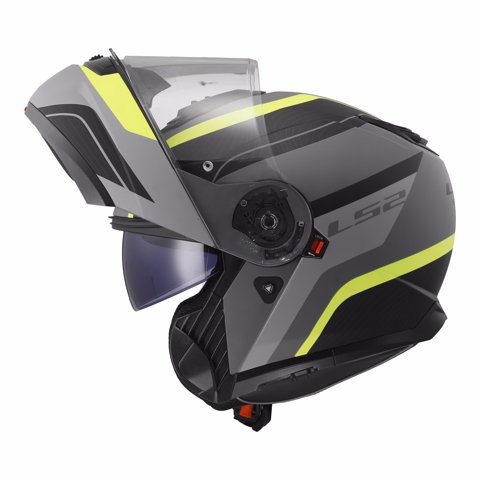 LS2 FF908 Strobe II Monza Flip Front Helmet Matte Black / Hi-Vis Yellow - Image 17