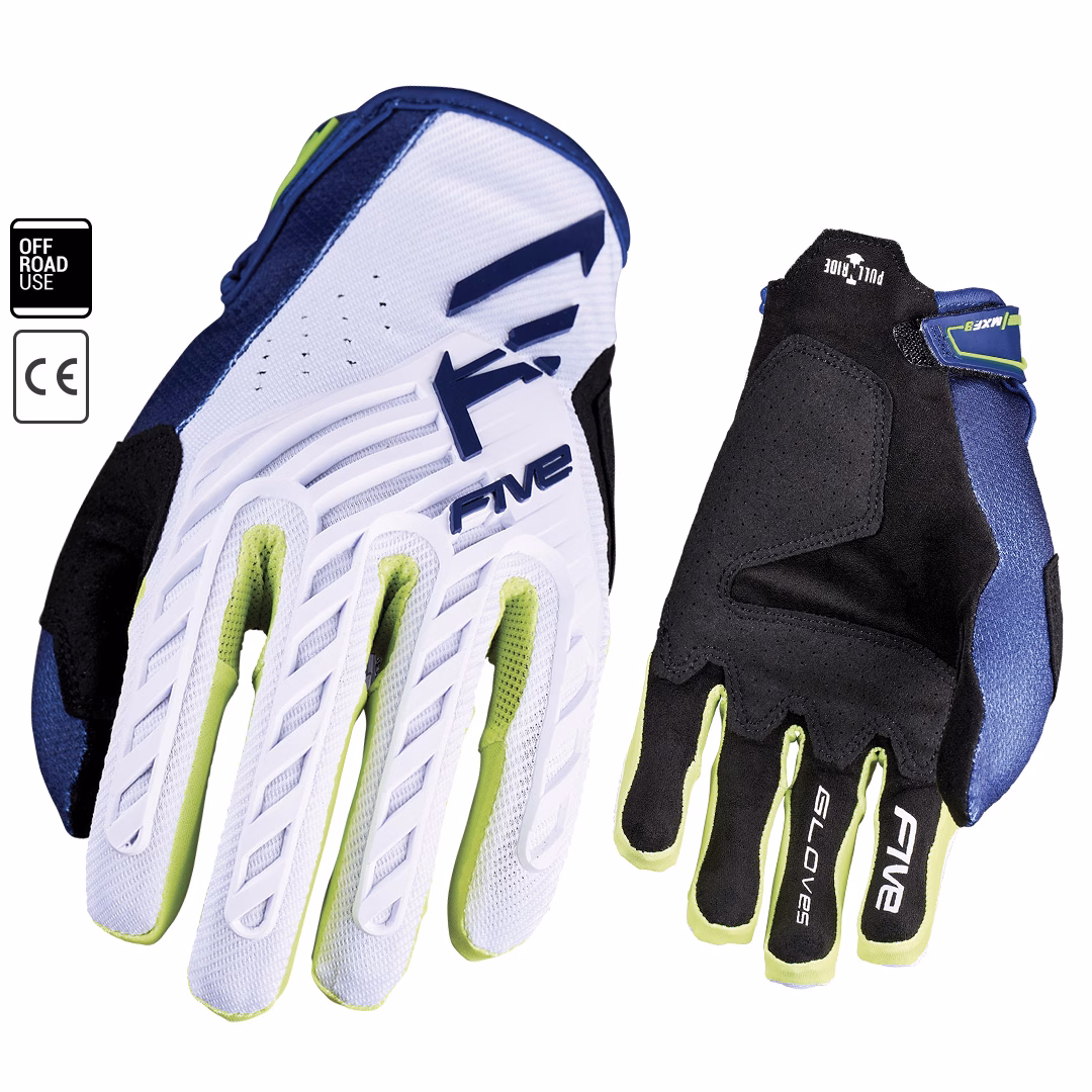 FIVE MXF3 EVO Offroad Gloves Navy/White/Fluro - Image 1
