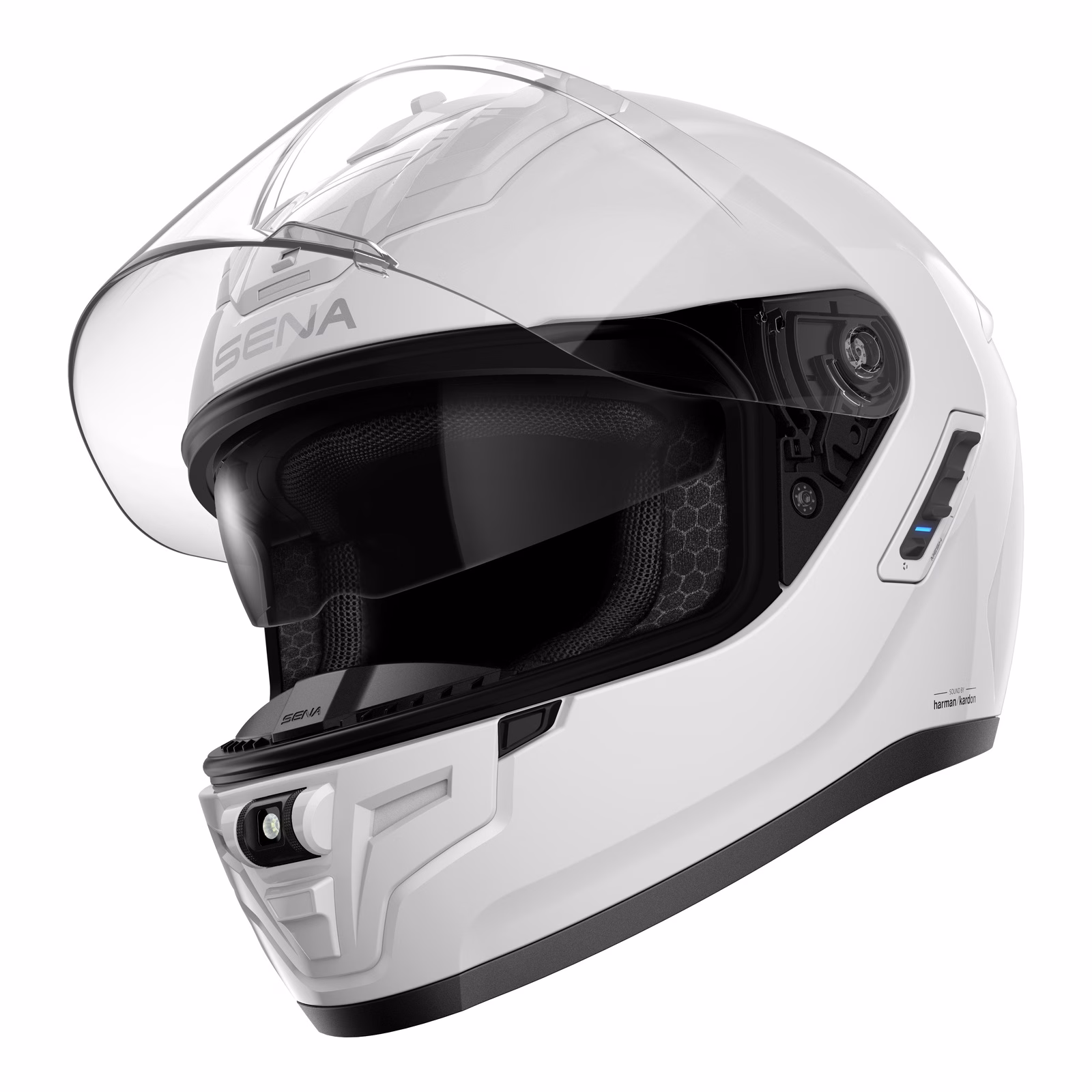 Sena Phantom Smart Road Helmet with Mesh Comms Gloss White - Image 2