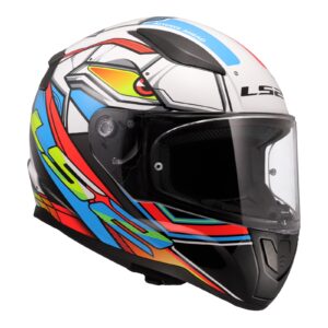 LS2 FF353 Rapid II XDron Road Helmet - White / Hi-Vis Orange / Blue - Image 7