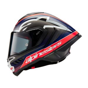 Alpinestars Supertech R10 Road Helmet Team Black Carbon/Red Fluoro/Dark Blue Matte - Image 2