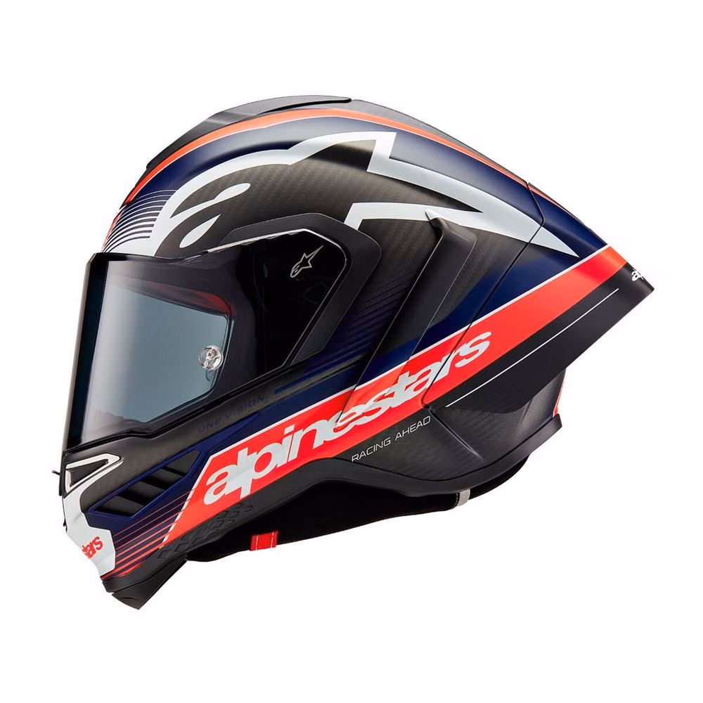 Alpinestars Supertech R10 Road Helmet Team Black Carbon/Red Fluoro/Dark Blue Matte