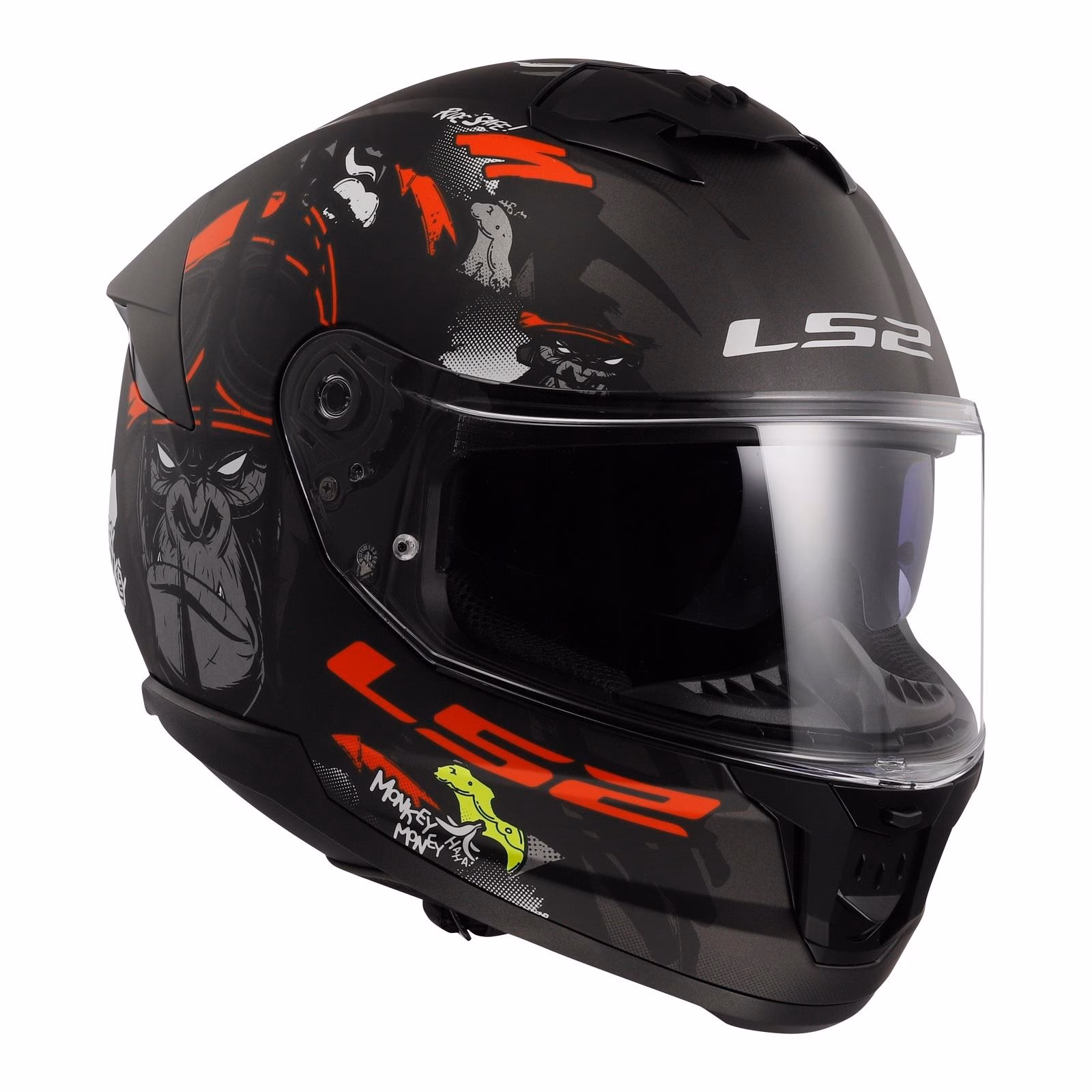 LS2 FF808 Stream II Angry Monkey Road Helmet Matte Black / Red - Image 10