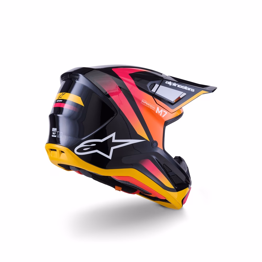 Alpinestars S-M7 Rise Motocross Helmet Black/Yellow Fluoro/Pink Gloss