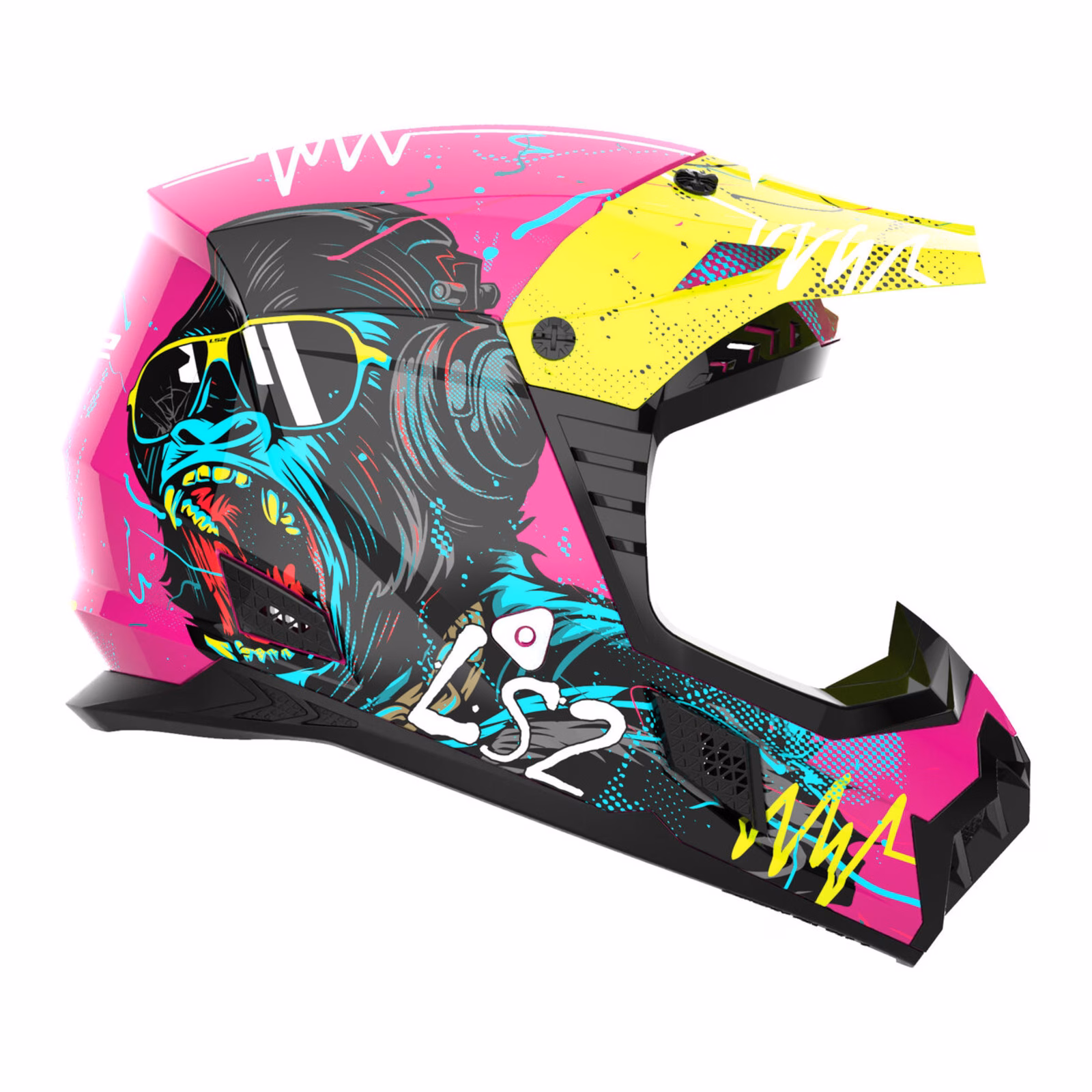 LS2 MX706J COZ GorillaYouth Motocross Helmet Gloss Purple - Image 2